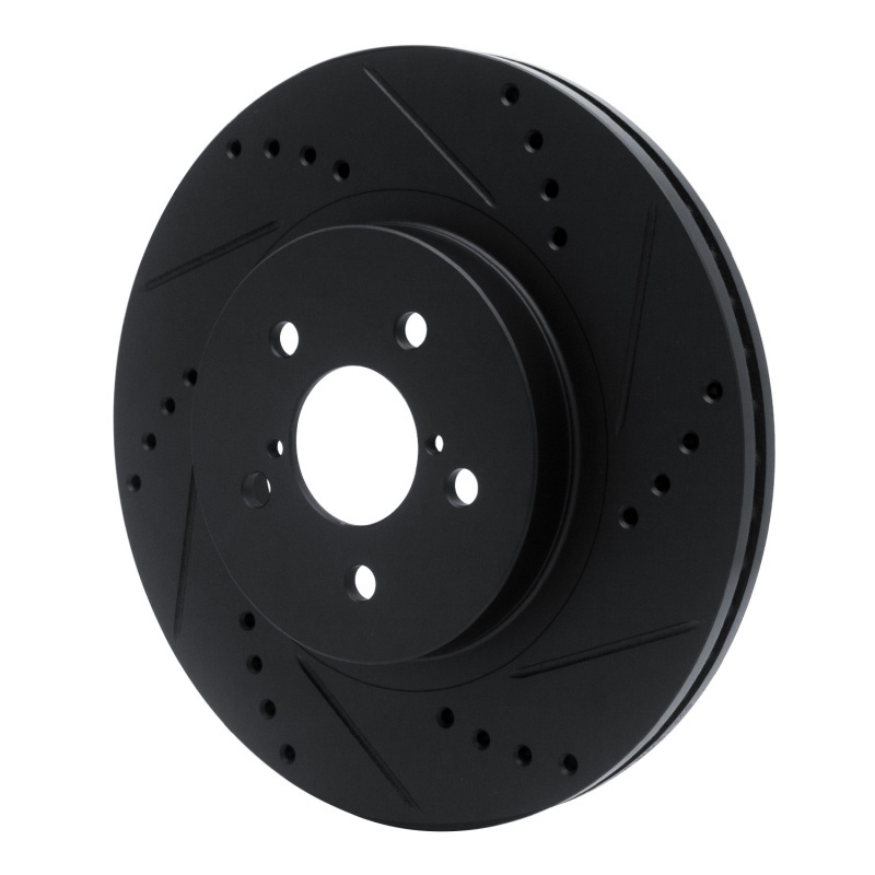 Subaru Impreza Brake Rotor (1) - Front Right - R1 Concepts - Drilled & Slotted - Black - `17-`23